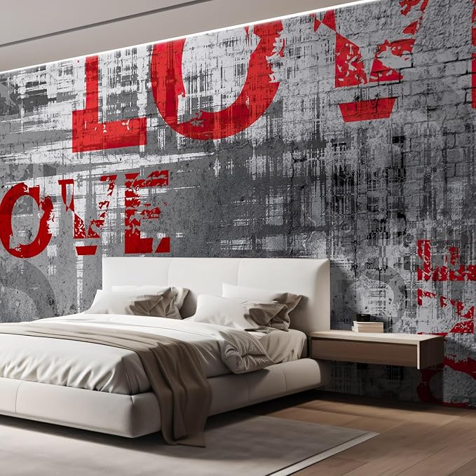 wall26 Wall Sticker/Wall Mural Love Letters Graffiti, Not Peel and Stick, Non-Woven Wallpaper Decorative for Bedroom, Living Room,Office - 132x144 inches