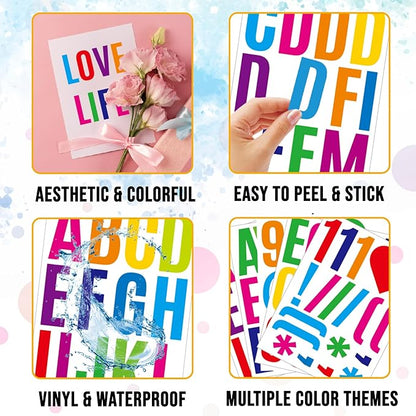 318Pcs 2inch Vinyl Letter & Numbers Stickers, Large Stick on Alphabet for Bulletin Board, Scrapbooking,Mailbox, House, Door, Wall,Scrapbook, Wall, Waterproof self Adhesive (Multi Color)