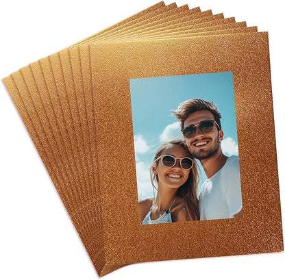 uxcell 10Pcs Picture Mats, 8 x 10 Mat Board Center for 5 x 7 Pictures Acid Free White Core Bevel Cut Frame Mattes for Display Art Measuring, Gold