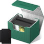 Mlikero Card Deck Box, Commander Deck Box Holds 100+ Double-Sleeved Cards with Divider, Leather Magnetic Closure Card Box Fit for MTG, TCG (Green)