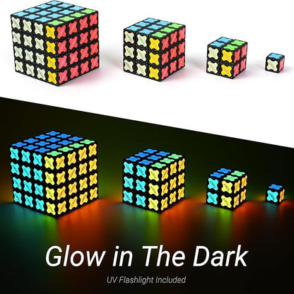 TOSY Magnet Cube 2x2 - 8 Blocks, 2 in 1 Toy: 2x2x2 Puzzle Cube and Customizable Infinity Cube, Glowing, UV Flashlight, Fidget/Sensory/STEM/STEAM Magnet Tiles Birthday Gift for Kids/Teens/Adults