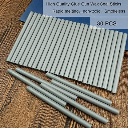 Wax Seal Stick, Ioggtser 30PCS Mini Glue Gun Wax Seal Stick for Wax Seal Stamp, Sealing Wax Sticks for Wedding Invitations, Cards, Envelopes (Silver)
