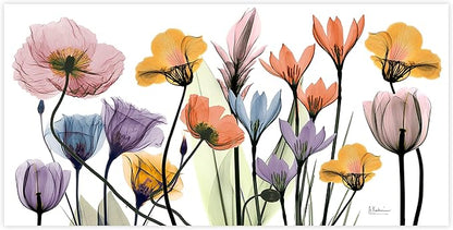 Empire Art Direct Frameless Free Floating Tempered Glass Panel Graphic Wall Art Ready to Hang, 24" x 48", Flowerscape Portrait, Flower Wall Art