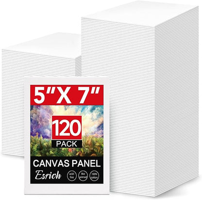 ESRICH 120 Pack 5x7 Inch Small Canvases for Painting, Painting Canvas 5x7 Inch Cotton Primed Acid Free Mini Blank Canvas Panels for Oil Paint,Watercolor,Acrylic Paint, Gouache, Tempera