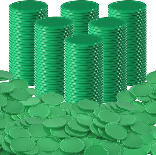 Coopay 1 1/2 Inches Plastic Poker Chips Learning Counters Disks Bingo Chip Counting Discs Markers for Math Practice and Poker Card Game Tokens, Teaching Rewards, 200 Pieces (Green)