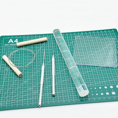 Yayatty Polymer Clay Tools, Acrylic Clay Roller, Acrylic Sheet, Rotary Cutting Mat, Round Polymer Clay Cutters with Clay Slicer Blade for Pottery and Sculpture (13 PCS)