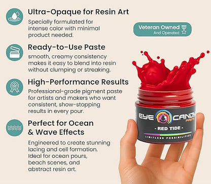 Eye Candy Red Pigment Paste Red Tide (2 oz/RAL 3002) | Epoxy, Resin Art Paste | Highly Pigmented | Resin Art | Woodworking (Red Tide)