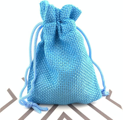 Palmhomee Pack Of 25 Burlap Gift Bags with Drawstring Linen Jewelry Pouches Wedding Hessian Jute Bags for Birthday Jewelry and Treat Pouches Party Wedding Favors Gift Art and DIY Craft   (3.6x4.8 Inch, Ocean Blue)