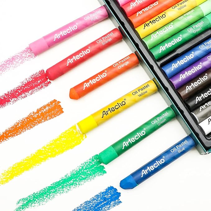 Artecho Oil Pastels Set of 72 Colors, Soft Oil Pastels for Art Painting, Drawing, Blending, Art Supplies for Artists, Beginners, Teachers (10 x 70 mm)