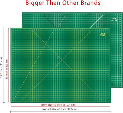 ArtAt Self Healing Cutting Mat: 48″x 36″ Green Double Sided PVC Non-Slip 5 Layers Craft Mat for Maximum Healing - Great for Sewing & Quilting & Scrapbooking and Craft & Art Projects…