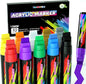FansArriche Acrylic Paint Markers, 15mm Jumbo Felt Tip, 10 Colored Waterproof and Permanent Paint Pens for Tagging, Signs, Calligraphy, and Outdoor Paintings