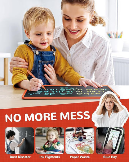 KOKODI LCD Writing Tablet, 16 Inch Colorful Toddler Doodle Board Drawing Tablet, Erasable Reusable Electronic Drawing Pads, Educational and Learning Toy for 3-6 Years Old Boy and Girls(Orange)