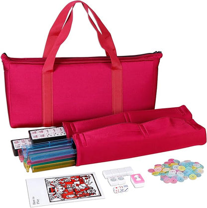 Smartxchoices 166 Tiles Mah Jongg Set American Mahjong 4 Color Pushers/Racks Mahjongg Game with Soft Velour Bag,Western Mahjongg Tiles