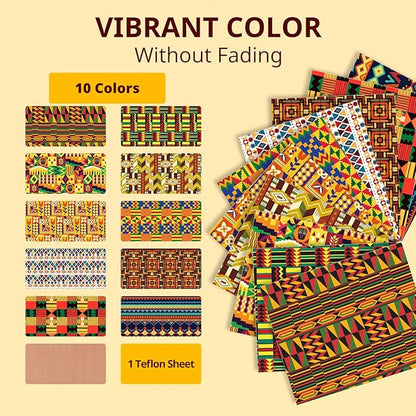 HTVRONT Kwanzaa HTV Vinyl Sheets - 11 Pack of 12x10 Inch Heat Transfer Vinyl for T Shirts, Easy Iron On Vinyl Bundle for Kwanzaa Decorations & Crafts