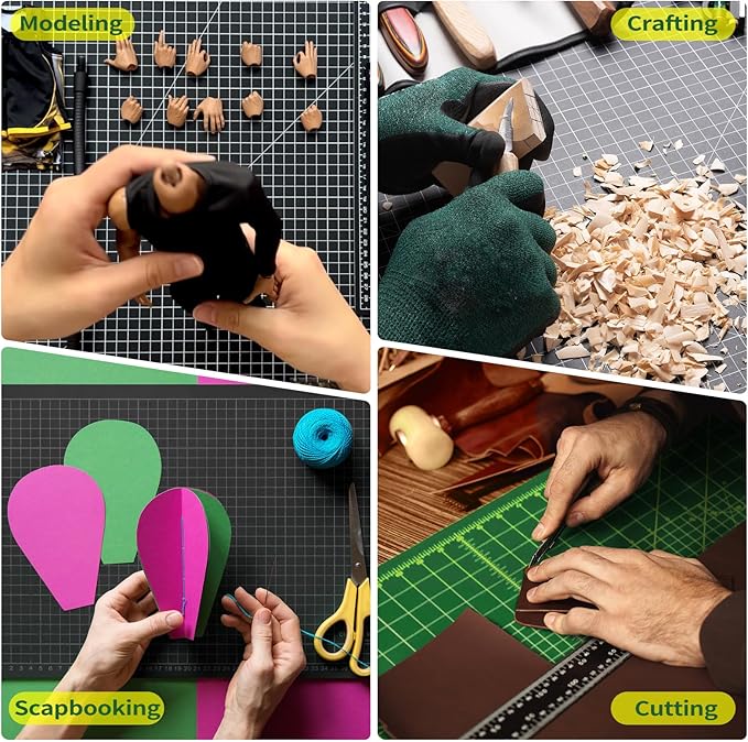 Thickness-Upgraded 24" x 36" Self Healing Sewing Mat, WerkWise Rotary Cutting Mat, Double Sided 5-Ply 24x36 Inch Cutting Board for Quilting, Fabric, & Crafts, Use with Rotary Cutters (Green & Black)