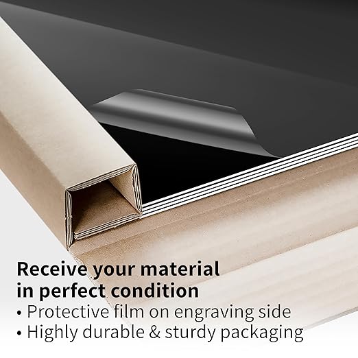 Trotec TroLase | 12"x20"x1/16", 4 Pcs | Gloss Black/White | 2 Ply | Modified Acrylic | Laser Engraving Double Color Plastic Sheet | Engraving Blanks for Laser, Saw, Guillotine | Made in USA