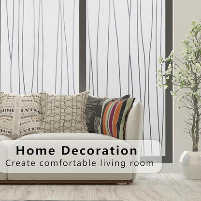 Finnez Window Privacy Film Decorative Frosted Window Cling Privacy Film for Glass, Non-Adhesive Heat Anti-UV for Home Office Living Room, Irregular Stripe Patterns, 35.4 x 78.7 Inches