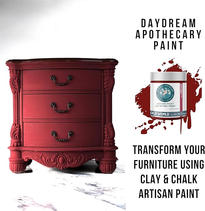 Daydream Apothecary Premium Chalk Style Paint for Furniture, Home Décor, Wood, DIY Interior Projects, Quick Dry, No Prep or Prime Needed, Matte Burgundy Red - 8oz