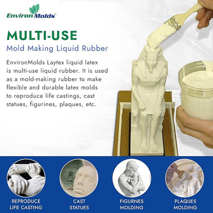 EnvironMolds Liquid Latex Mold Making Rubber, 16 oz. - Quality, Flexible, Detailed Reproductions - Easy Brush or Spray Application