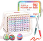 96 Colors Acrylic Paint Markers, Soft Brush Tip Marker Pens Set with Marker Bag, Acrylic Paint Pens for Fabric, Wood, Stone, Canvas, Glass, Egg, Rock Painting, DIY Crafts and Art Supplies