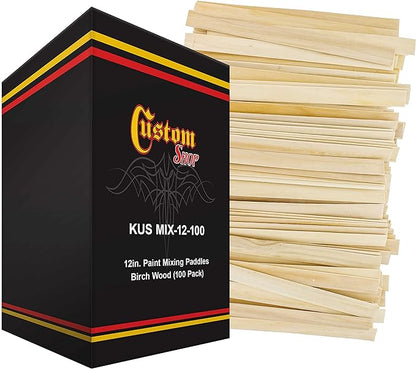 Custom Shop Craft and Paint Sticks - (Pack -100 Sticks) 12" Inch Premium Grade Wood Stirrers/Paddles - Use for Wood Crafts, Mixing Epoxy Resin or Paint, Garden Sign Posts