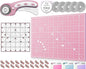 Rotary Cutter Set - Quilting Kit incl. 45mm Fabric Cutter, 5 Replacement Blades, A4 Cutting Mat, Acrylic Ruler and Craft Clips - Ideal for Crafting, Sewing, Patchworking, Crochet & Knitting (Pink, A4)
