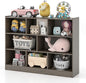 Toy Storage Organizer, 3-Tier Kids Bookshelf, 8 Cube Kids' Bookcases, Cabinets & Shelves, Wooden Toy Organizers, Small Book Shelf for Bedroom, Playroom, Classroom, Nursery (Gray)