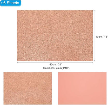 PATIKIL 2mm(1/10") Thick Non Adhesive Glitter Foam Sheet 16x24inch(40x60cm) Light Yellow, EVA Shiny Foam Board for Craft, 6 Pcs
