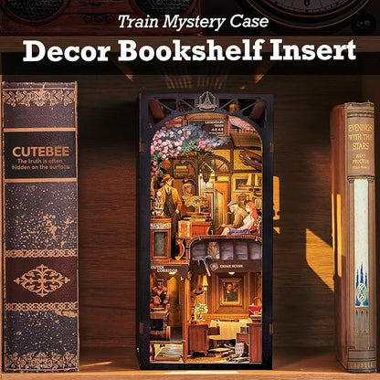 CUTEBEE Book Nook Kit, DIY Booknook Miniature House Tiny House 3D Wooden Puzzle Dollhouse Kit for Adults and Teens, Bookshelf Insert Decor, DIY Craft Gift Model Build