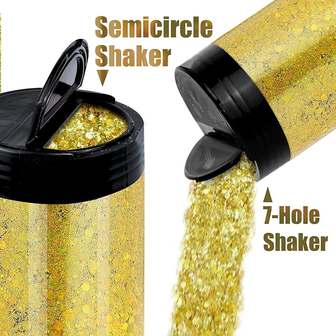 Estanoite Holographic Chunky Glitter, 160G/5.64OZ Craft Glitter for Resin, Metallic Iridescent Chunky Glitter Sequin Flake, Cosmetic Glitter for Makeup Body Nail Face Eye, Glitter Tumbler (Autumn)