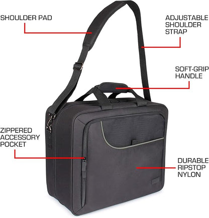USA Gear XL Magic The Gathering MTG Deck Box Travel Case - Large MTG Card Storage Bag with Padded Shoulder Strap, Customizable Interior, Weather Resistant - Fits Deck Boxes & Sleeved Cards - Black