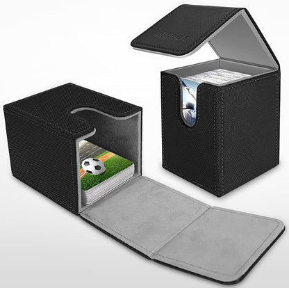Mlikero 4 Pack Card Deck Box, Commander Deck Box Holds 400+ Single Sleeved Cards with 4 Dividers, Leather Magnetic Card Box Fit for MTG, TCG