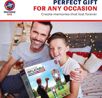 Inflatable Football Target - Double-Sided Toss Training Game with Mini Footballs - Fun Kids Throwing Football Games for Indoors, Outdoors, Birthdays, Camping, Beach - 65 Inch