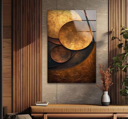 My Photostation.com 14Wx20H'' Bronze Art Deco Geometric Motifs Glass Wall Art Tempered Glass Printing Wall Decor Large Wall Art Wall Hangings