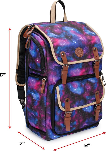 ENHANCE Designer Edition TCG Backpack - MTG Deck Bag Card Binder Space, TCG Deck Box Storage, MTG Playmat Holder - Card Storage Compatible with Magic the Gathering, Pokemon, Lorcana (Canvas Galaxy)
