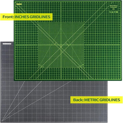 Extra Large 36" x 48" Self Healing Sewing Mat, WerkWise Rotary Cutting Mat, Double Sided 5-Ply 36x48 Inch Board for Quilting, Fabric, & Crafts, Designed for Use with Rotary Cutters (Green & Black)