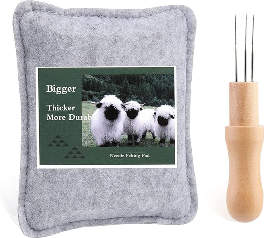 WONVOC Needle Felting Pad, Felting Kit, Needle Felting Mat and Felting Needles with Wooden Handle Holder,Needles Felting Tools for Wool Craft Project