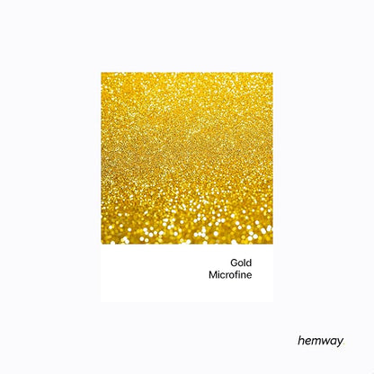 Hemway Polyurethane & Epoxy Resin Glitter 100g / 3.5oz Metallic Crystal Flake Additive for Flooring Jewelry Tumblers Glass Pigment - Microfine (1/256" 0.004" 0.1mm) - Gold