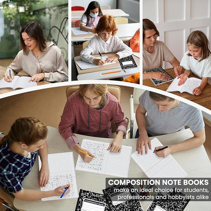 Marble Composition Notebook, 5-Pack Bulk Composition Notebooks Wide Ruled, 100 Sheets (200 Pages) 7-1/2" x 9-3/4" Marble Notebooks Wide Ruled, Classroom Must Haves-School Supplies College.
