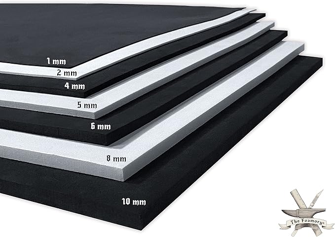 Shape Retention EVA Cosplay Foam 4mm (1mm-10mm) 14x39 inch Black or White High Density EVA Foam Sheets. Premium 85 kg/m3 Heat Shape Material for DIY Convention or Halloween Costumes by The Foamory