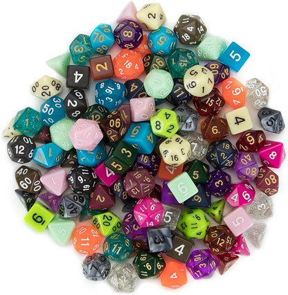 Wiz Dice DND Dice Set - 140 Pieces Total (20 Sets of 7 Dice in Unique Colors) & Storage D&D Dice Bag-Polyhedral Role Playing Dice - Perfect DND Accessories for TTRPG Dice Games - Bag of Tricks