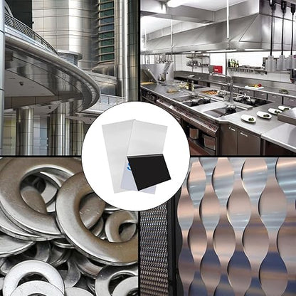2Pcs 304 Stainless Steel Sheets Metal 6" x 12" x 1/64" (0.02") Inch 304 Stainless Steel Plates 0.50MM Stainless Steel Shim Stock Plates Metal Sheets for Crafting, DIY, Stovetop, Snow Frosted Surface