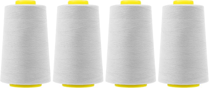 Mandala Crafts 4 Pack of Serger Threads Cones Spools - 40S/2 24000 Yards Polyester Silver Gray Threads for Sergers Machine and Overlock Quilting Sewing Machine