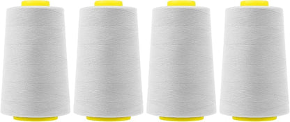 Mandala Crafts 4 Pack of Serger Threads Cones Spools - 40S/2 24000 Yards Polyester Silver Gray Threads for Sergers Machine and Overlock Quilting Sewing Machine