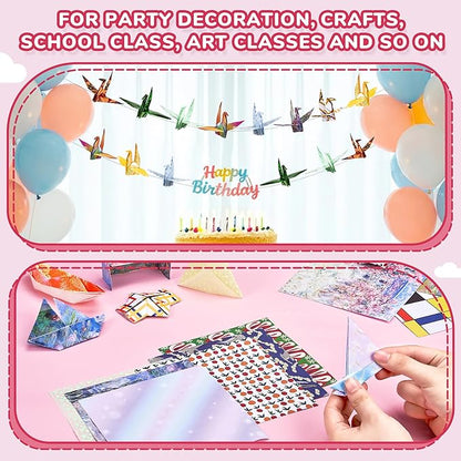 Dreamy Fantasy Origami Paper - 50 Sheets 6x6 Inches - Double-Sided Ethereal Patterns for Magic, Mythical & Celestial Crafts - for Adults, Kids & Artists, Ideal for Scrapbooking.
