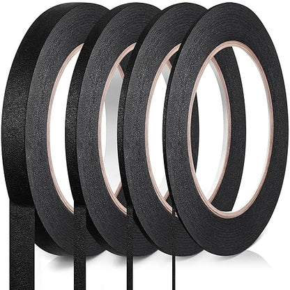 Epakh 4 Rolls Pinstripe Tape, Masking Tape in 1/16, 1/8, 1/4 and 1/2 Inch Wide, for Painters Automotive DIY Car Auto Paint Art(Black,55 yd)