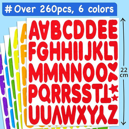 EZCRA Felt Alphabet Stickers, Large Self-Adhesive A-Z Puffy Letters for Kids Ages 3-5 – Classroom, Preschool, Homeschool DIY, Scrapbooking, 260+ Pieces