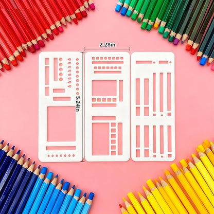 3 Pcs Journal Stencil Set – Reusable Flexible Templates for Dotted Journals & Planners, Drawing & Lettering Aids for DIY Checklists, Calendars, Scrapbooking & Daily Tracking (C)
