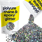 Hemway Glitter for Resin 100g Gun Metal Grey Holographic Metallic Crystals for Epoxy Craft Super Chunky Flakes Tumblers Wax Melt