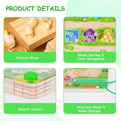 Magnetic Color & Shape Maze, Toddler Montessori Toys for 3 4 5 Year Old Girl Boy Birthday Gift, Magnetic Puzzles Board for Kids, Wooden Magnets Color Shape Sorting Toys, Preschool Learning Activities